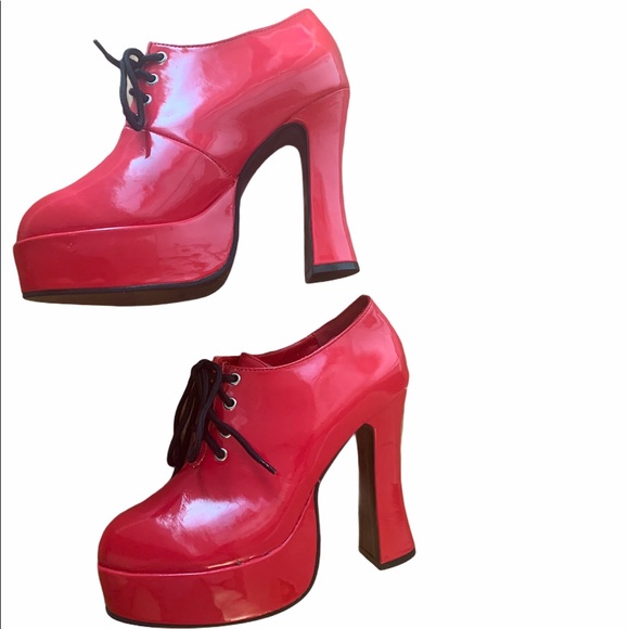 Chunky Heel Oxford Shoes in Red-Size 8 - Picture 3 of 7